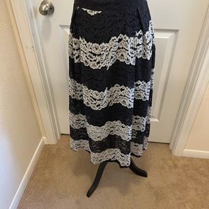 Black & White Lace Midi Skirt